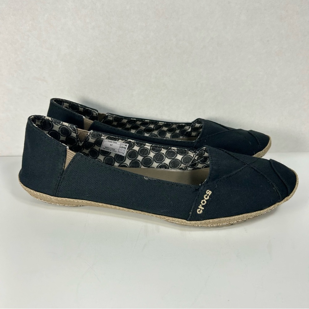 Crocs Angeline Slip On Ballet Flats Canvas Loafers Shoe 15336 Women’s Size 7 EUC